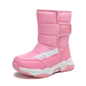 Childrens Shoes Girls Snow Boots Winter Girls Heattech Fleece-Lined Waterproof Non Slip Childrens Cotton Shoes Childrens Long Tube Cotton Boots