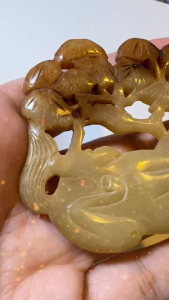 Antique Chinese Light Yellow Jade Horse Amulet – Minguo Period circa 1920 Hand-Carved Talisman