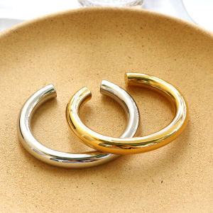 Thick Tube Bangle for Women Cuff Bracelet Stainless Steel Hiphop Hollow Gold Plated Fashion Wholesales Jewelry Pulseras Mujer