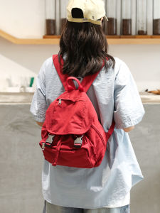 2024 New Fashionable Retro Red Canvas Backpack for Women Medium Size Tape Closure Ideal for Travel Outdoor Work Commuting and School