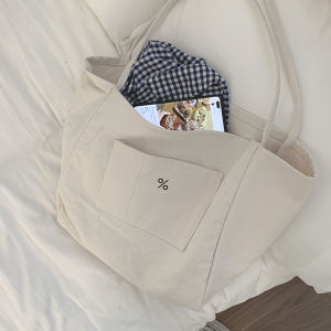 Large Capacity Canvas Shoulder Bag Womens 2023 New Style Student Class Tote Bag Commuter Single Shoulder Bag Trendy Bag