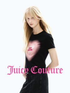 Juicy Couture | Black Heart Embroidery Beaded Print T-Shirts