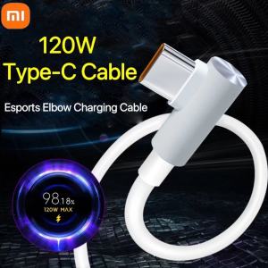 ต้นฉบับ Xiaomi 120วัตต์ USB Type-C 90 ° องศาเคเบิ้ลเทอร์โบค่าใช้จ่ายข้อศอกเคเบิ้ลสำหรับMi 12 11อัลตร้า10 R Edmi หมายเหตุ9 10 Pro K50 Pro Poco X4 Pro NFC F3 M3 M5 ฉลามดำ5 Pro สายเคเบิลสำหรับเล่นเกม USB C TipoC
