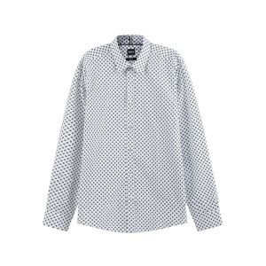 Hugo Boss Mens Cotton Long Sleeve Casual Shirt All over Small Pattern Standard Fit Fashion Urban Style Youth Daily Wear