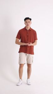 BROGUY Kemeja Pria Lengan Pendek Casual Crinkle Stretch Wilson