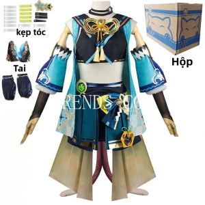 Kirara Trang Phục Hóa Trang Đuôi Mèo Inazuma Đầm Halloween Carnival Trang Phục Comic Con EU Size Nữ Cotton Polyester Bộ