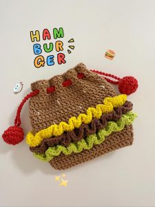 กระเป๋าแฮมเบอร์เกอร์ ถักจากเชือกฟอก