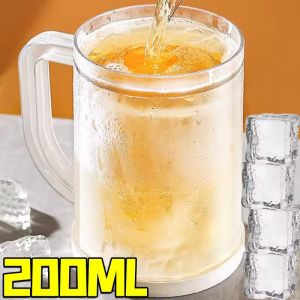 🧊Summer Double Wall Freezer Ice Mugs Creativity Beer Mug Liquid Frozen Refrigerator Cup Cold Chilled Drink Cups Bar Kitchen Drinkware