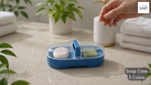 Portable Soap Case with Cover Drain Tray Set Travel Soap Holder Organizer for Bathroom Kitchen Sink