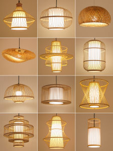 Retro ไม้ไผ่ทอร้านอาหารร้านอาหารแขวนโคมไฟ Zen สไตล์ญี่ปุ่นโคมไฟไม้ไผ่ Art โคมไฟสําหรับ Tea House และ Inn