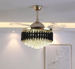 JMC - Crystal Ceiling Fan with Light and Remote Control Modern Chandelier