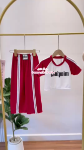 เด็กสายแฟชั่น ทั้งเซ็ต เสื้อแขนสั้น กางเกงขายาว ที่คาดผม น้ำหนัก10-30กิโล รหัสCHM6