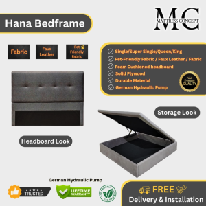 Mattress Concept Hana Storage Bedframe Pet Friendly Fabric/FauxLeather/Fabric All Size Available