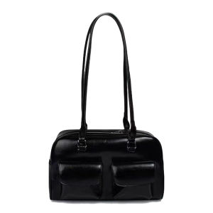 IELGY IELG Vintage Bag Oil Wax Leather Double Pocket One Shoulder Underarm High-End Handbag Women