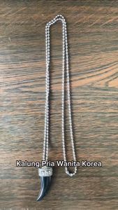 Bundora KG17 kalung gigi taring porsellen hitam putih pria wanita anti karat korea bts keren murah hip hop punk