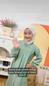 Gamis Remaja Modern Anak Tanggung Crinkle Airflow Terbaru 2023 Kekinian Muslim Anak Perempuan Usia 3 - 14