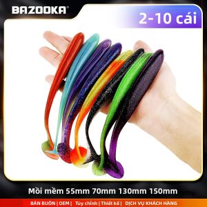 Bazooka Silicone Mềm T-Đuôi Shad Con Sâu Mồi Câu Cá 100mm/150mm Dễ Dàng Shiner Wobbler Swimbait Cho Pesca Pike Bass Mùa Đông Mồi Bộ