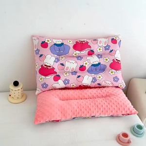 50x30cm 3D Cartoon Bean Fleece Pillow for Kids Infant Baby Neck Guard Prevent Flat Head Cotton Bed Pillow