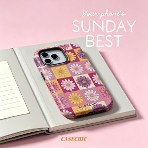 Potdemiel | Muted Color Block Daisy For 2 in 1 Flower Case For iPhone 17 16 15 14 13 Pro Max Luxury Phone Cover CaseChic