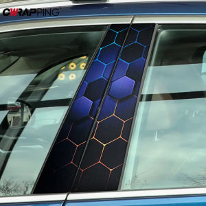 2pcs Honeycomb Car Stickers Waterproof B Pillar Center Column Decor Covers DIY Scratch Resistant Car Styling Decoration Sticker