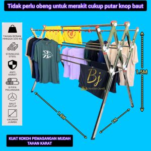 Jemuran Stainless Jumbo 180 CM Kuat Kokoh Tahan Karat