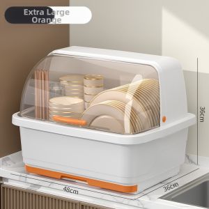 XINLUO | Lid-covered Dish Draining Storage Rack Drip Dry Tableware Organizer Heavy Duty