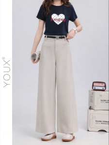 YOUXIANG | Quần Jeans Xòe Dáng Cao