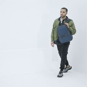 Techdoo Tas Ransel Pria Casual Tas Sekolah Kerja PU Leather Tas Punggung Keren TR744