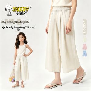 Snoopy | Quần Lỏng Bằng Vải Lụa Đá Mỏng Cho Bé Gái