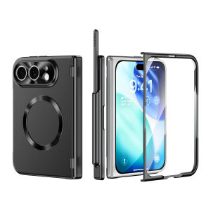 szhaiyu | For iPhone DuoMagnetic Case With S Pen With Tempered Flim Screen Glass Protector Plating Hinge Protection Shockproof Cover