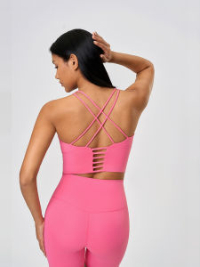 New Hollow out Back Sports Bra Womens Fitness Yoga Vest Running Strapless Bra Shockproof Quick Dry Long Nylon Sports Bra