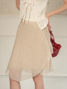 loveheynew | Chân Váy A-line Plaid Màu Vàng Thời Trang Mùa Xuân
