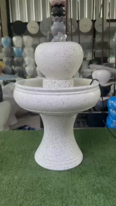 น้ำผุดดินเผา A1088 ได้ยกชุด สีขาวหินอ่อนหัวทรงลูกบอล