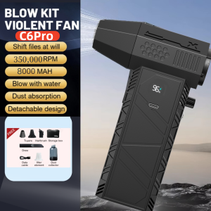 C6Pro Violent Fan 350000RPM Powerful Air Blower Vacuum Dust Cleaner Type-C Charging Winds 58m/s Brushless Turbo Jet Blower Dry