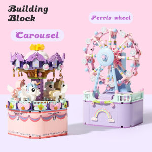 Carousel Ferris Wheel Building Block Toy Assembly Particle Children Development Education Collection Toys Puzzle Boys And Girls Birthday Gifts Kids toys 6 Years Old And Above