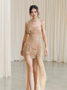 Fancy Irregular Tulle Ruffled Dress Elegant High-end Womens Dress