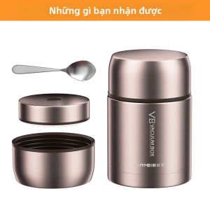 Hộp Đựng Thức Ăn Giữ Nhiệt Bằng Thép Không Gỉ 316 Dung Tích Lớn Thân Thiện Với Môi Trường Chống Rò Rỉ Kèm Thìa/đũa Dùng Cho Dã Ngoại Cắm Trại Du Lịch