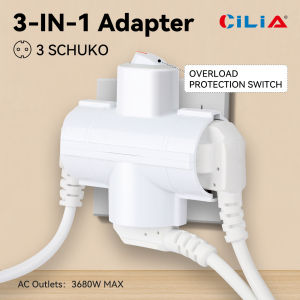1/2pcs European Standard  multi  Wall Electrical Outlet，Extension Socket  with Switch 3 Power Sockets 3680W Capacity，CRRosh