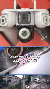 Yoosee Camera 2 mắt Fnkvision 4G 8.0Mp xem 360 độ ban đêm có màu hai giao diện quan sát
