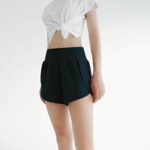 Womens Athletic Plus Size Fitness Yoga Shorts High Waist Two Fake Anti-glare Sports Shorts Cycling Casual Quick Dry Runing