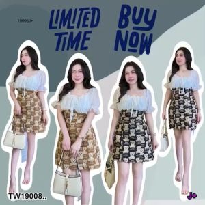 เดรสผ้าทอน้องหมี อกแต่งผ้าชีฟองลายจุดทรงแขนพอง