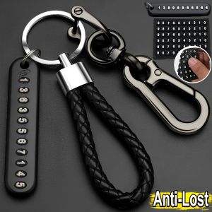 DIY Mobile Phone Number Plate Pendant for Men Car Keychain Anti-lost Phone Number Plate Car Motorcycle Keychain Pendant