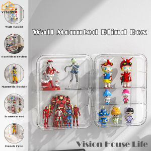Vision Wall Mounted Toy Storage Box Transparent Acrylic Display Rack Large Capacity Handheld Pop Mart Storage Shelf Dust-proof Doll Model Display Box Magnetic Absorption Cabinet