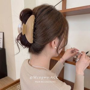 MENGWU | Korean-style Acetate Ivory Pink Medium-sized Clip for Women Stylish Hair Claw Accessory