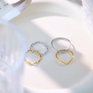 Wave V-shaped Stainless Steel Ring For Women Minimalist Daily Multi Style Ring Birthday Gift Jewelry Gift New Style