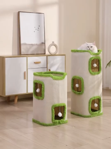 Cat House Anti-Scratch Wear-Resistant Cat Apartment Large Space Foldable Cat Bed With Detachable Bed Cat Climbing Frame