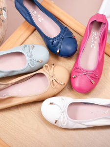 Comfortable Leather Bottom Flat Bottom Shoes Spring Autumn Casual Bean Bean Shoes Anti-Slip Soft Bottom for Middle-Aged And Elderly