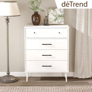 detrend 4 drawer chest | 31.49 inch nightstand with 4 storage drawers solid wood legs and anti-tip device for bedroom living room - 5318