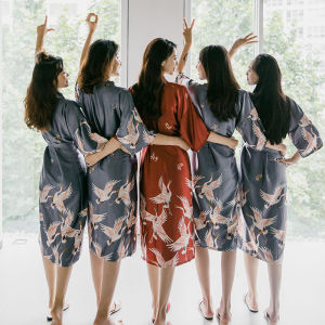 Nightgown Morning Gowns Female Bride Spring & Fall Custom Ice Silk Pajamas Female Summer Thin Wedding Bridesmaid Bathrobe Wedding Long