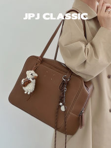 jpj | Classic Cowhide Leather Messenger Bag Womens Single Shoulder Underarm Boston Commuter Bag Bowling Bag JPJ Brand